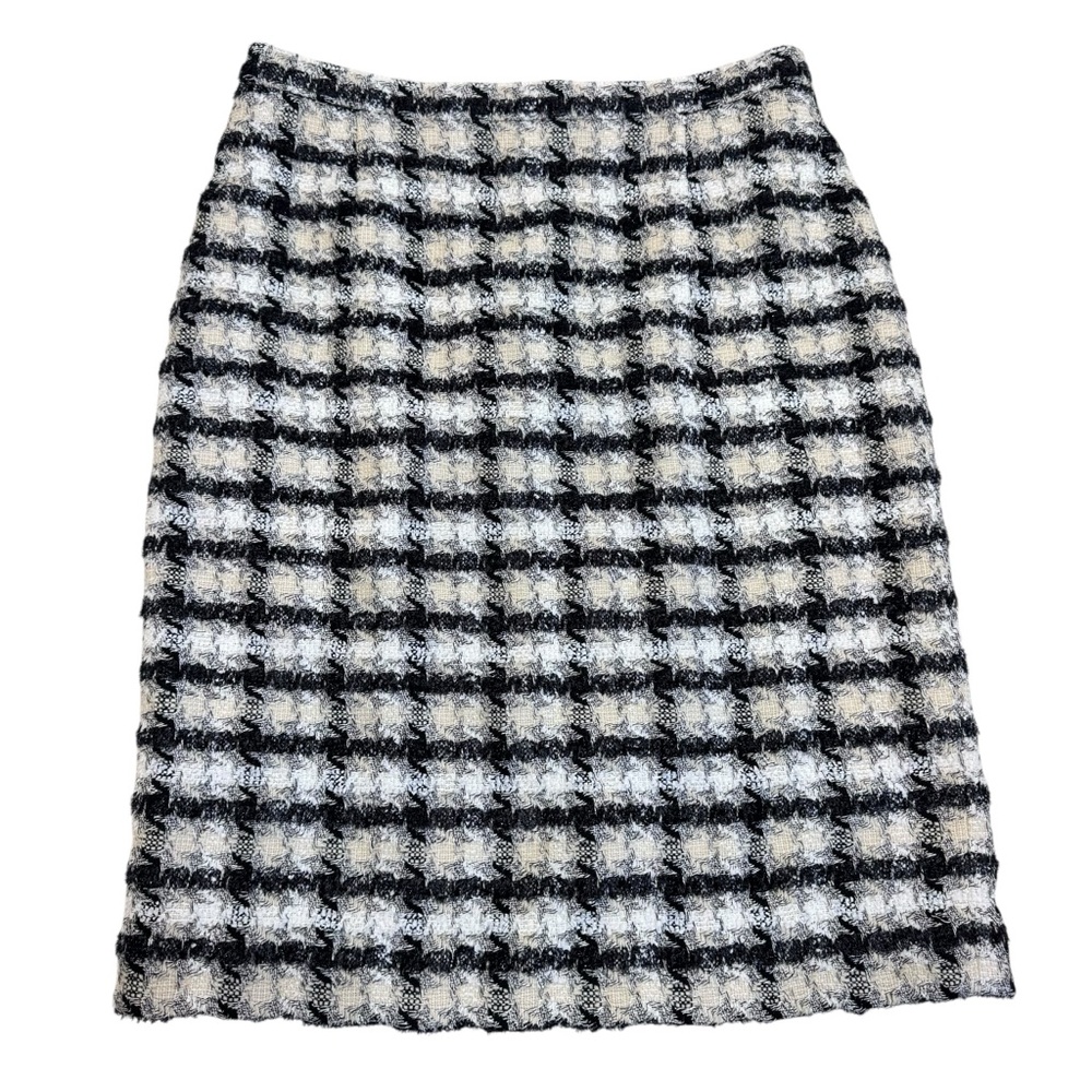 Escada Tweed Boucle Plaid Pencil Skirt Estimated Size 42 12 Old Money Academia